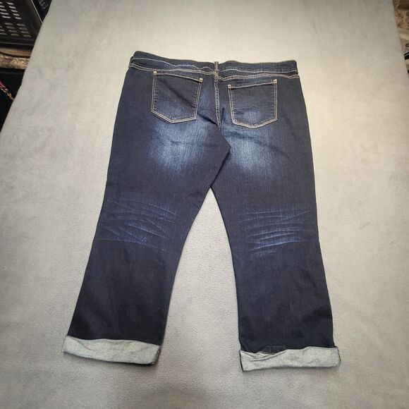 Arizona Jeans Juniors 19 Blue Capri Rolled Cuff Crop Distressed Stretch Denim - Picture 8 of 9